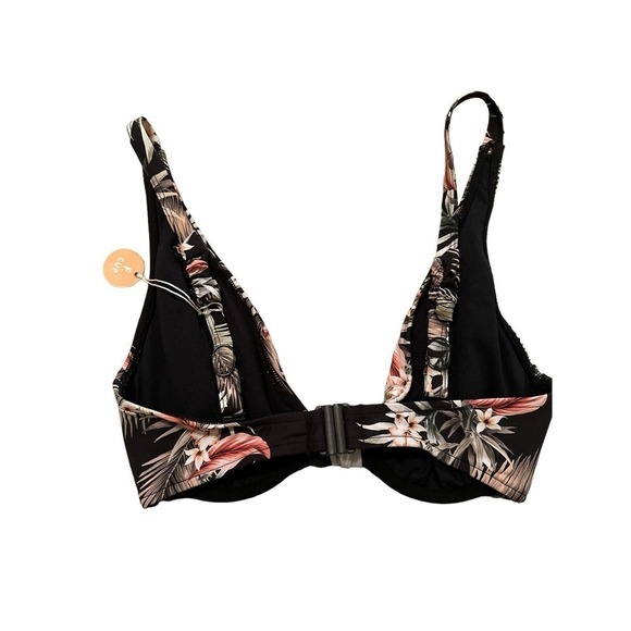 Seafolly Women's Ocean Alley F Cup Halter Bikini Top Swimsuit Size 4 Black NWOT - Picture 7 of 9